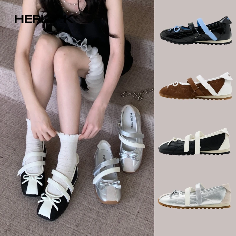 HERLOOK法式芭蕾玛丽珍鞋2025秋季新款方头薄底轻便小皮鞋单鞋女