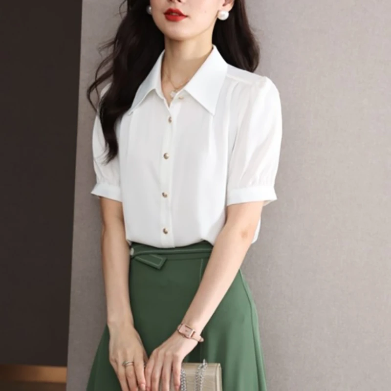CS1035D显瘦气质白色洋气时尚夏季小众设计感女士衬衫
