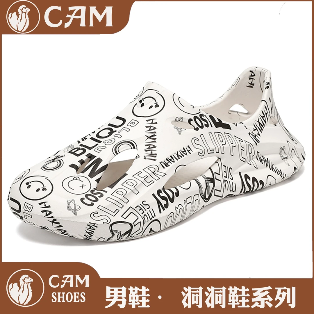 CAM凉鞋男款外穿2025新款洞洞鞋踩屎感软底夏季男士开车包头拖鞋