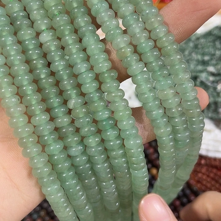 玛瑙/玉髓合金珠宝半成品一条6mm绿东陵算盘珠
