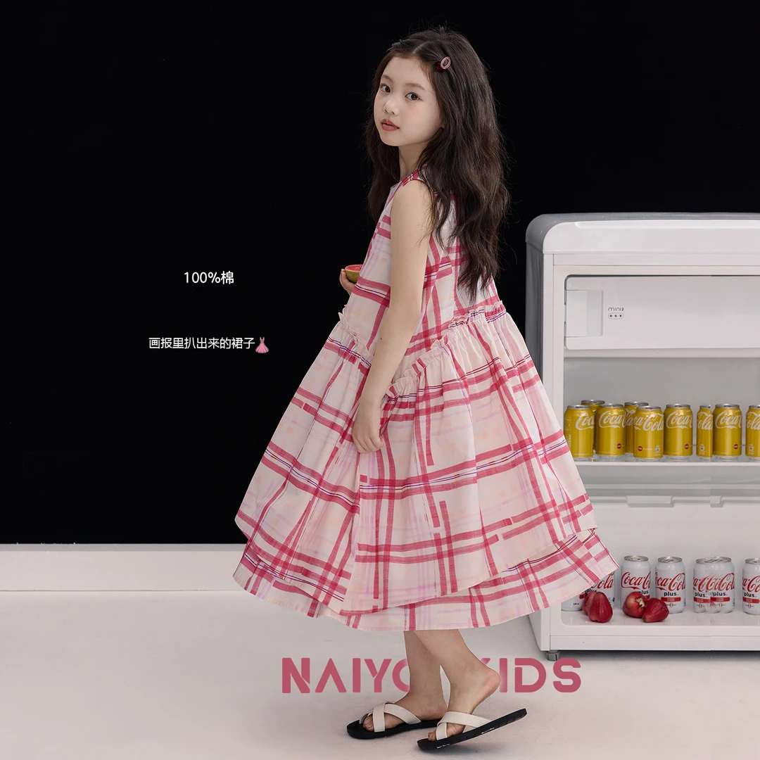 【草莓圣代3】女童连衣裙2025夏季新款可爱悠闲宝宝背心长裙子Y6528