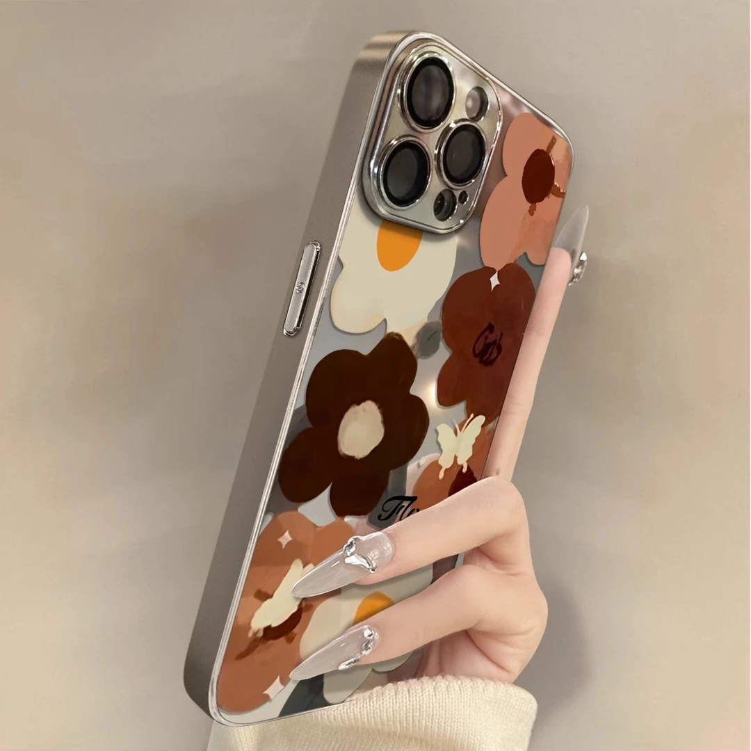 油画花朵适用iPhone16promax防摔苹果15小众简约14复古13全包新款