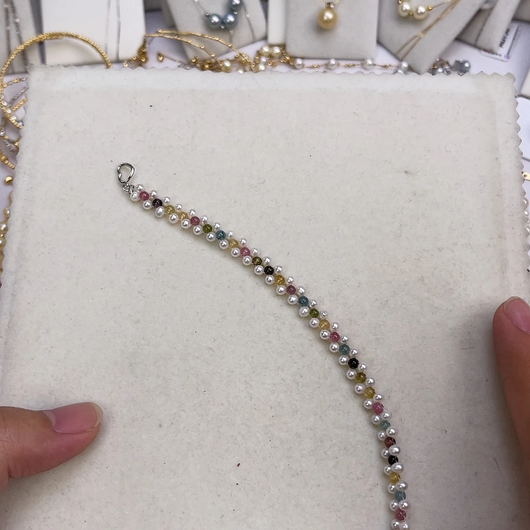 手绳银S925镶嵌淡水珍珠