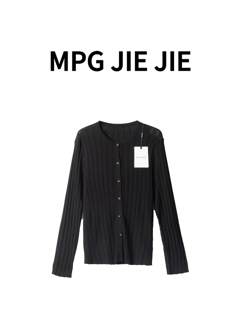 MPG JIEJIE【幸运日】25春秋气质长袖时尚休闲百搭黑色设计针织衫