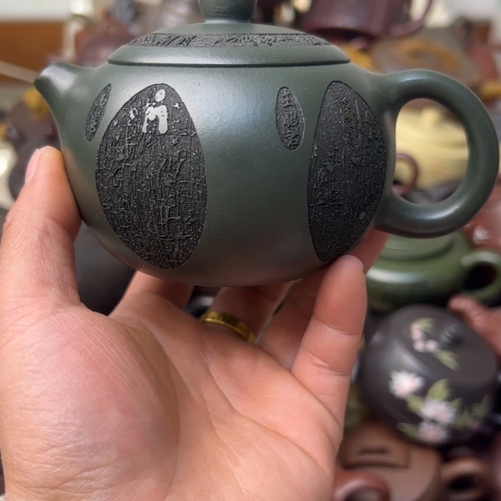 紫砂茶壶紫砂壶微瑕人物不清晰