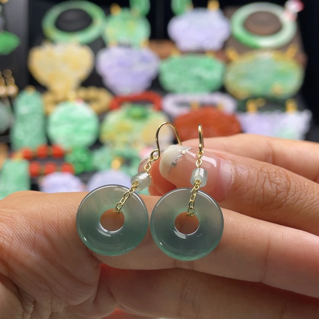 翡翠未镶嵌耳饰代编织