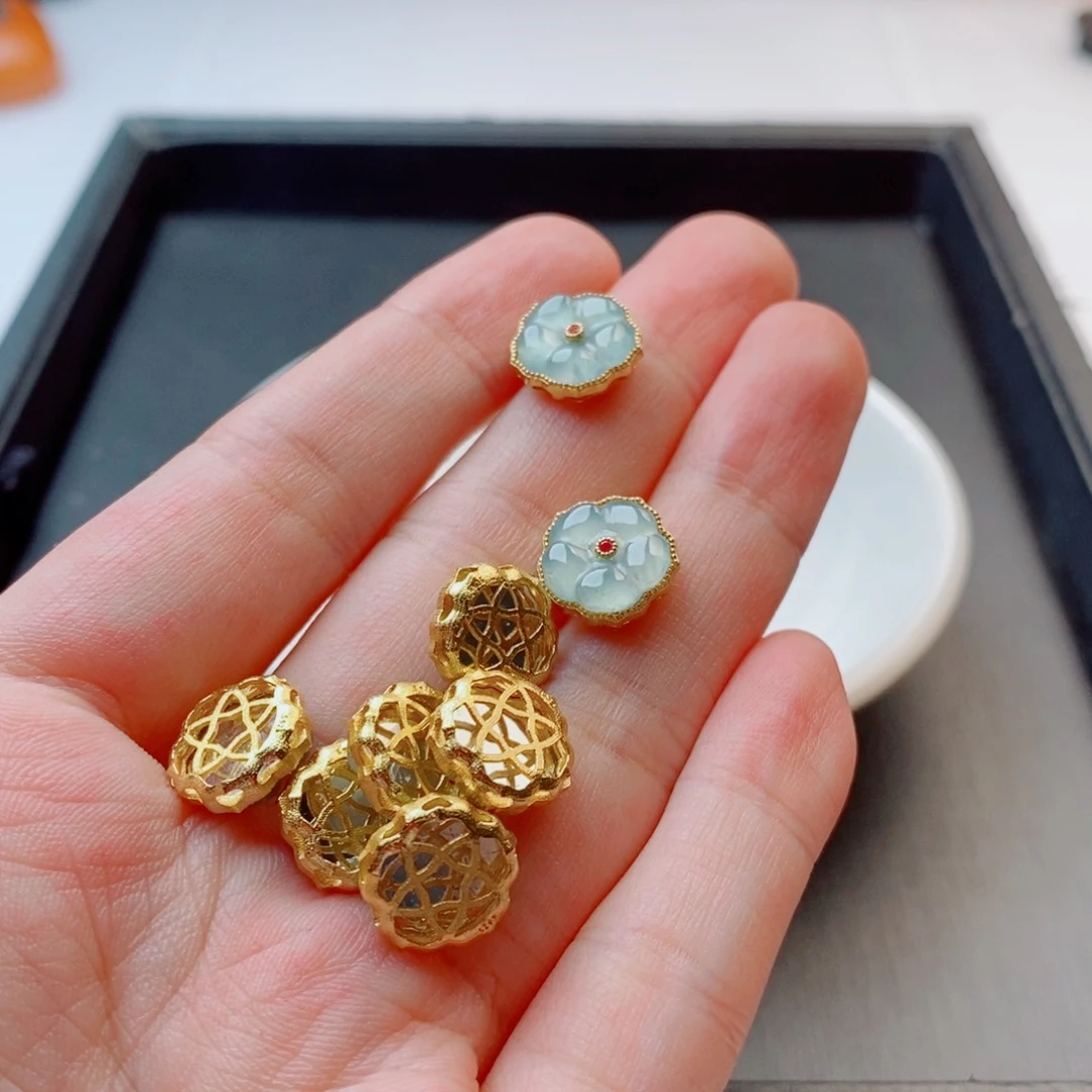 银S925镀金镶嵌手链翡翠配饰