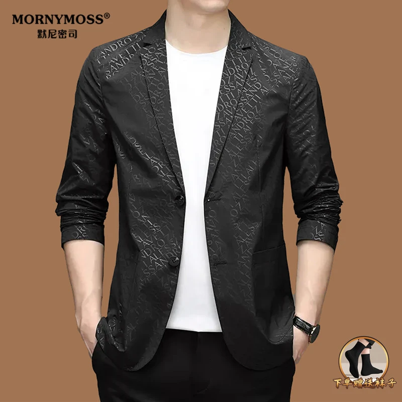秋季新款字母休闲西服男薄款雅痞帅气设计感小西装单件上衣外套潮