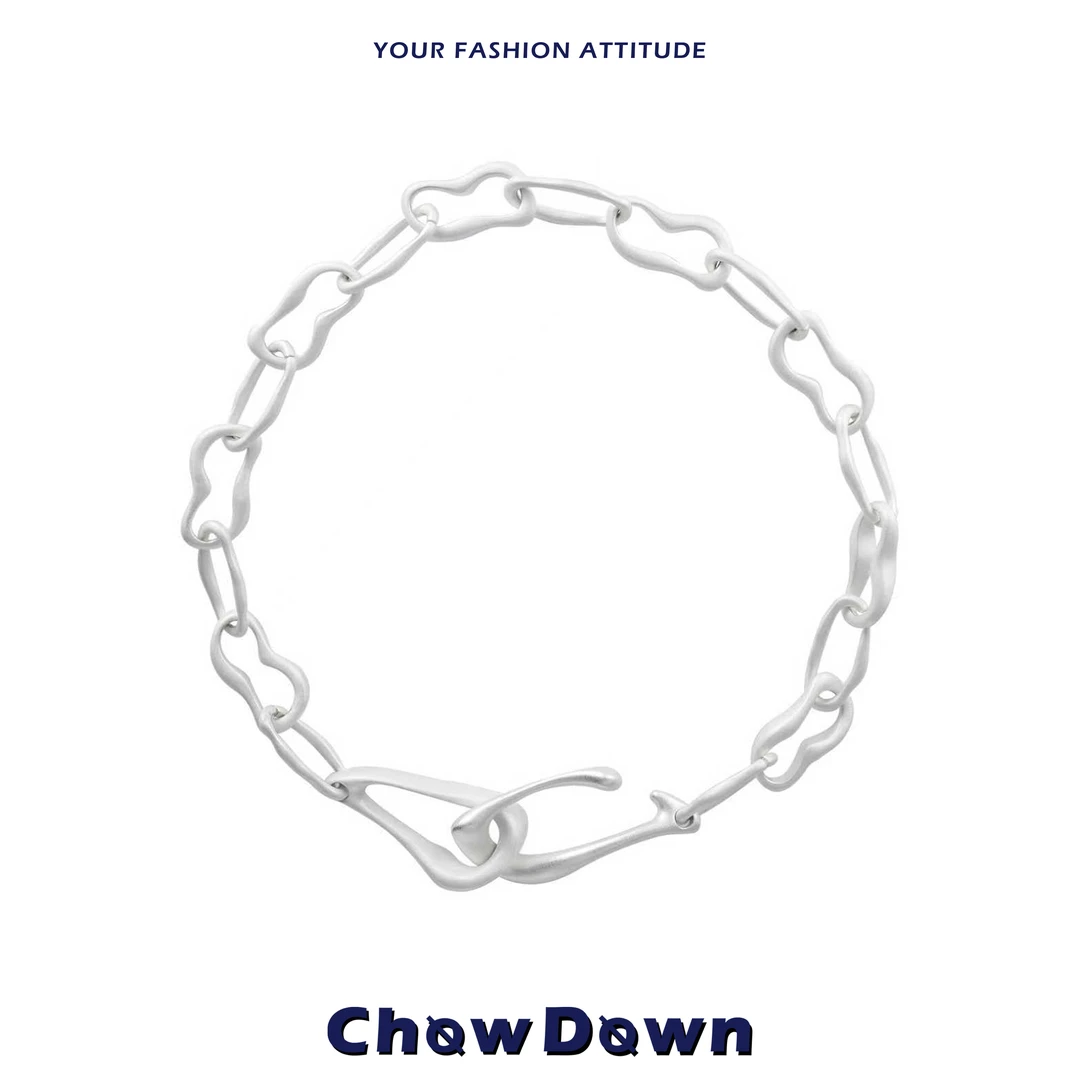 铜合金项链 CHOWDOWN哑银絮语系列结构项链极简百搭锁骨链设计感