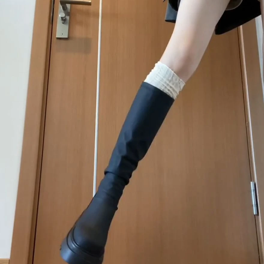 过膝复古白色蕾丝袜套女秋冬堆堆小腿袜腿穿靴长筒靴袜子配长靴