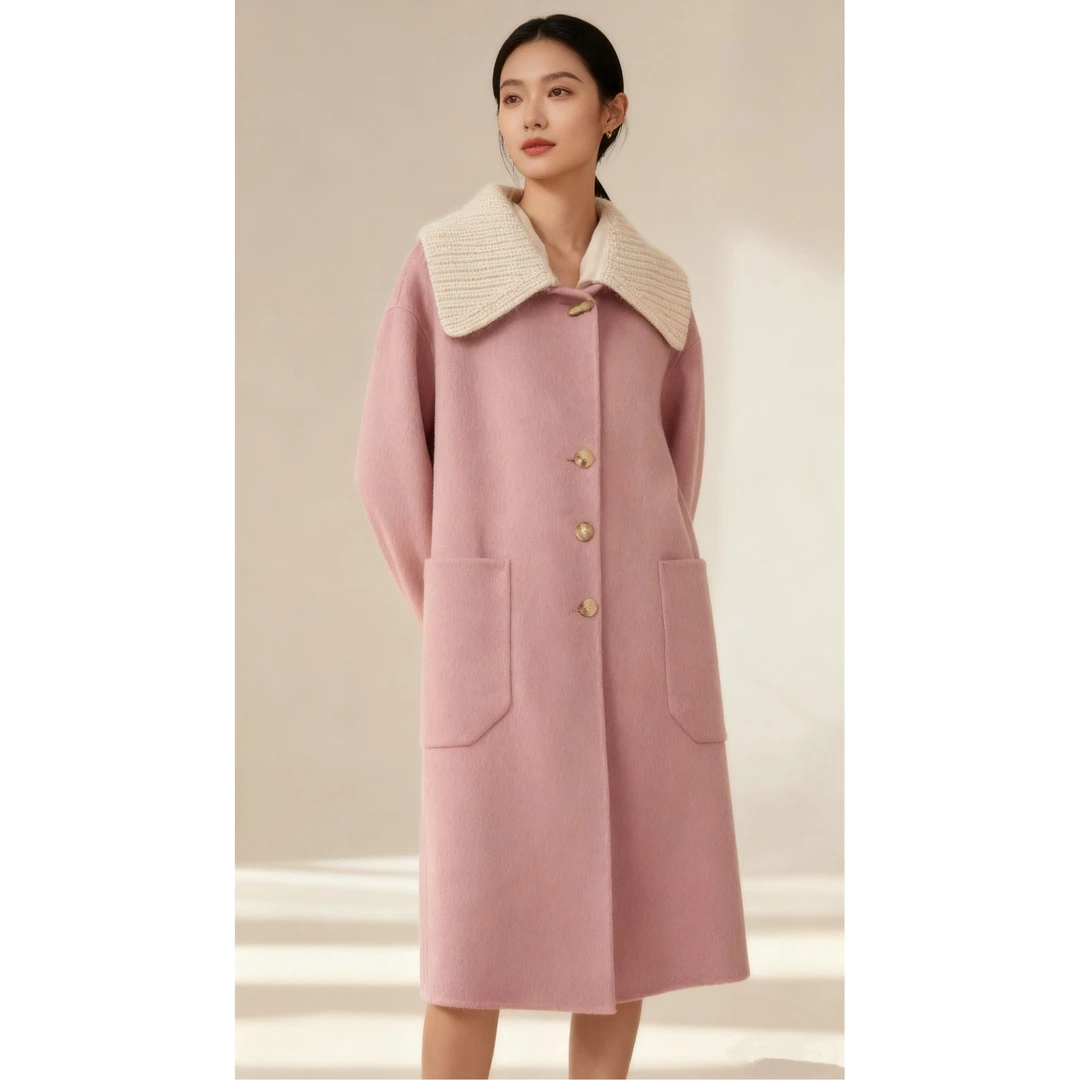 JIRUIMAN/吉瑞曼新品落肩直筒高级垂感保暖百搭双面毛呢大衣YM001