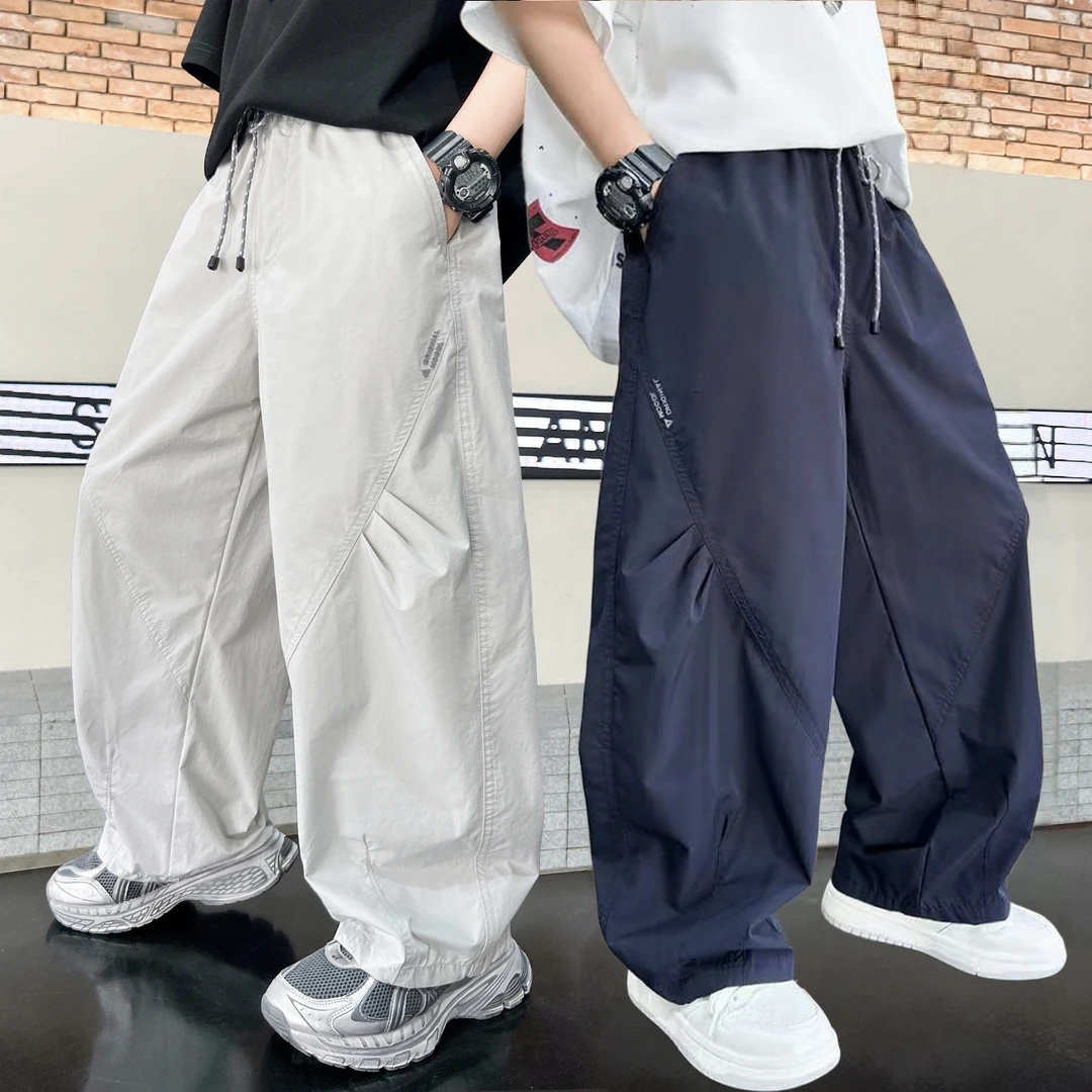 男童裤子夏季2025新款中大童宽松薄款防蚊速干裤儿童休闲长裤透气
