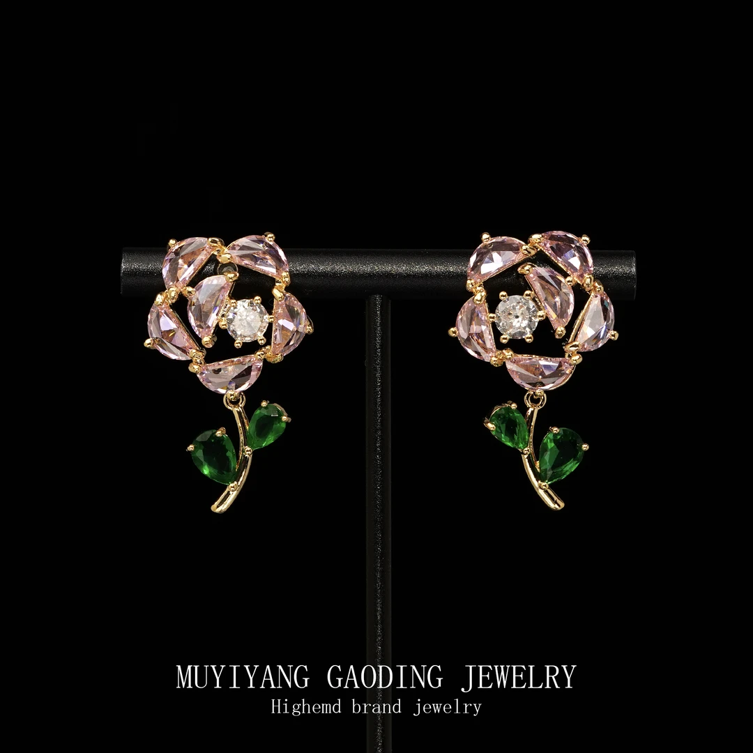 铜合金合成锆石耳饰 外贸高品高奢耳钉A503