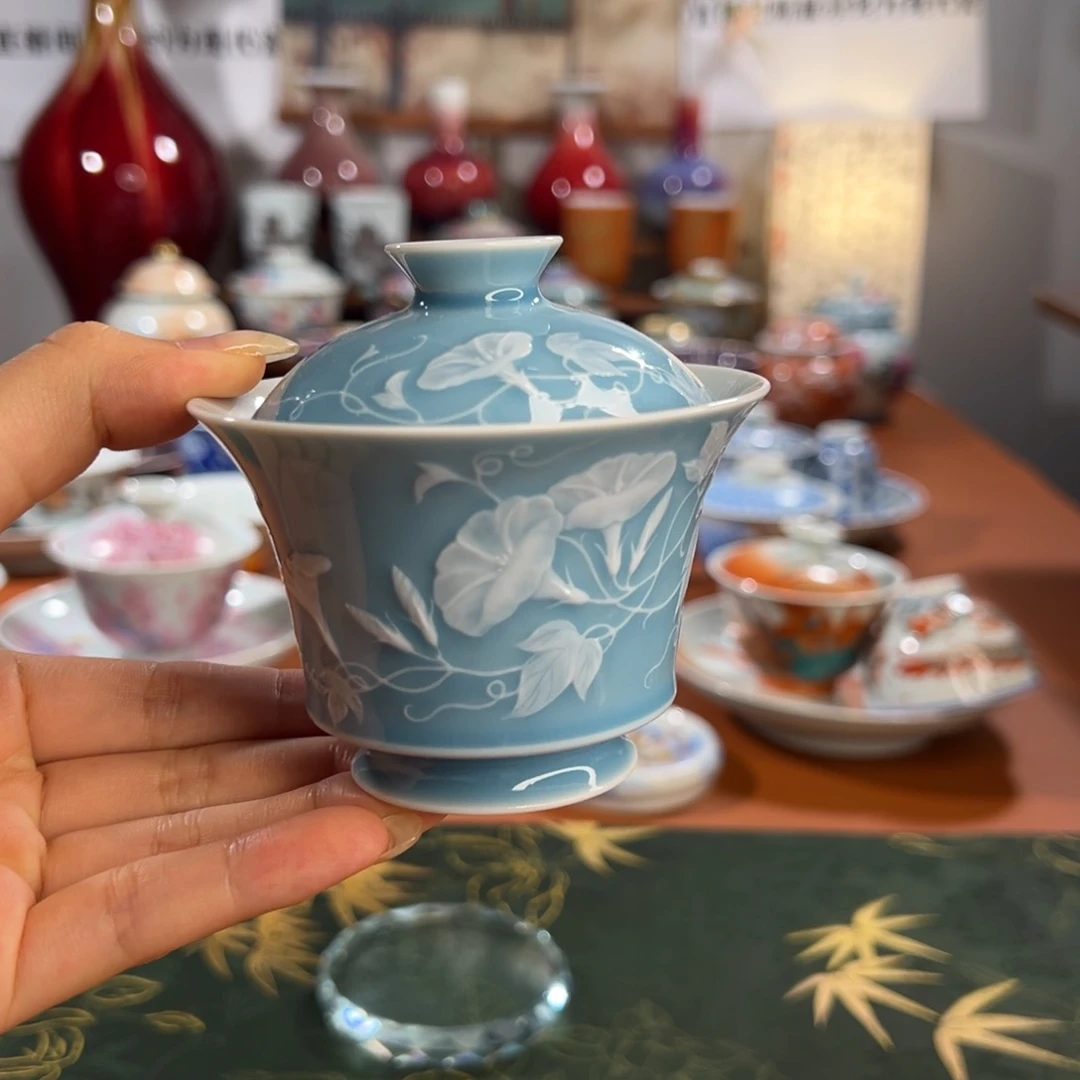 知冬煮雪手工手绘茶具盖碗