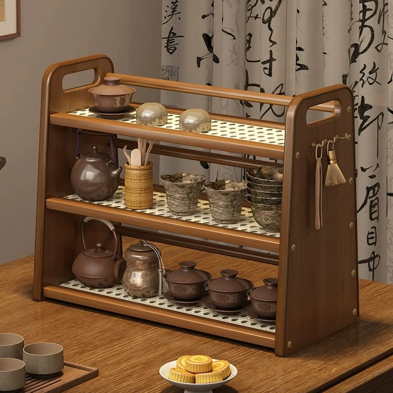 桌面水杯架子置物架现代简约新中式博古架多层茶具茶壶收纳摆放架