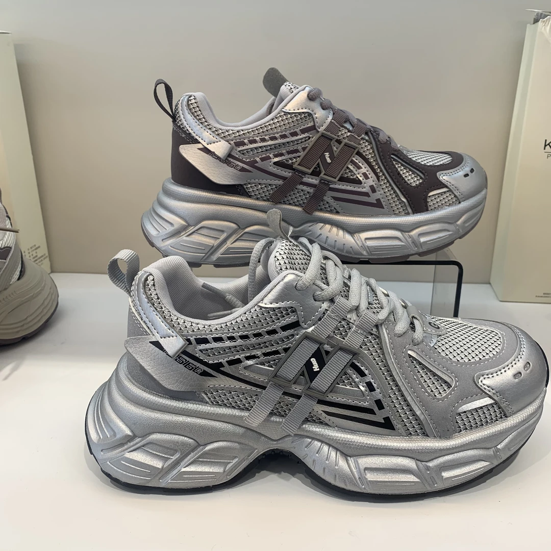 51503【2025早春新款】时尚百搭透气韩版网面潮流厚底老爹鞋