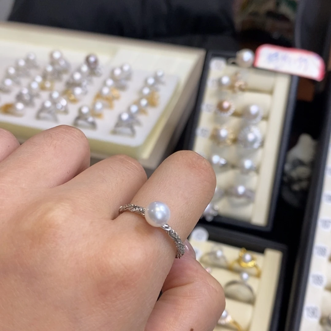 戒指银S925镶嵌淡水珍珠