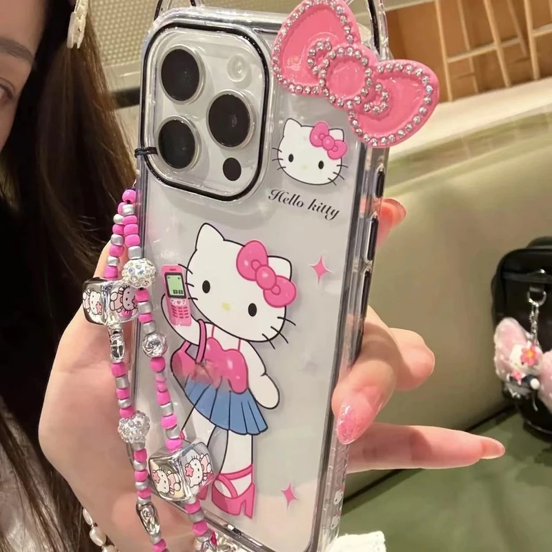 时尚猫耳KT猫适用iPhone16promax个性苹果15手机壳可爱14少女心13