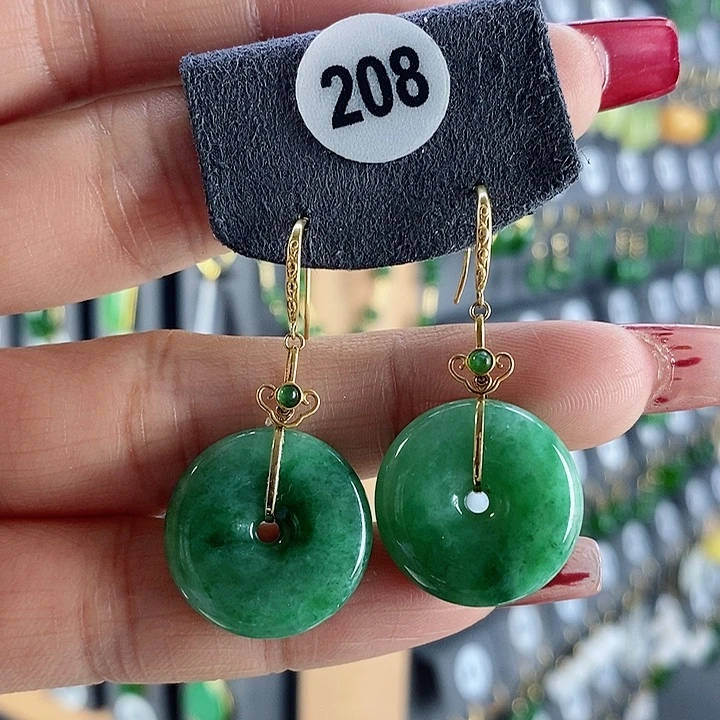 翡翠耳饰18K金镶嵌耳饰