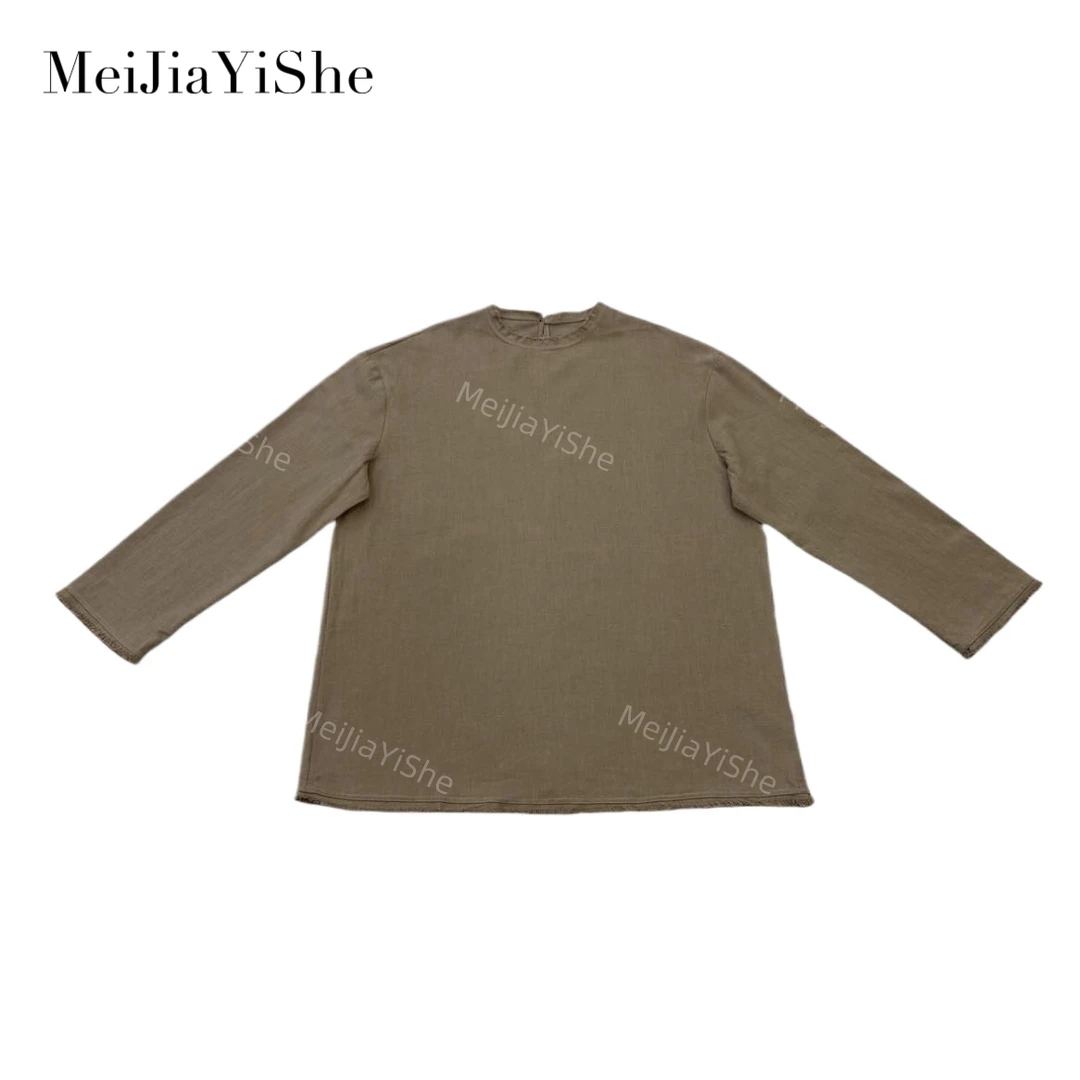 梅家2025新款简约休闲慵懒圆领套头上衣