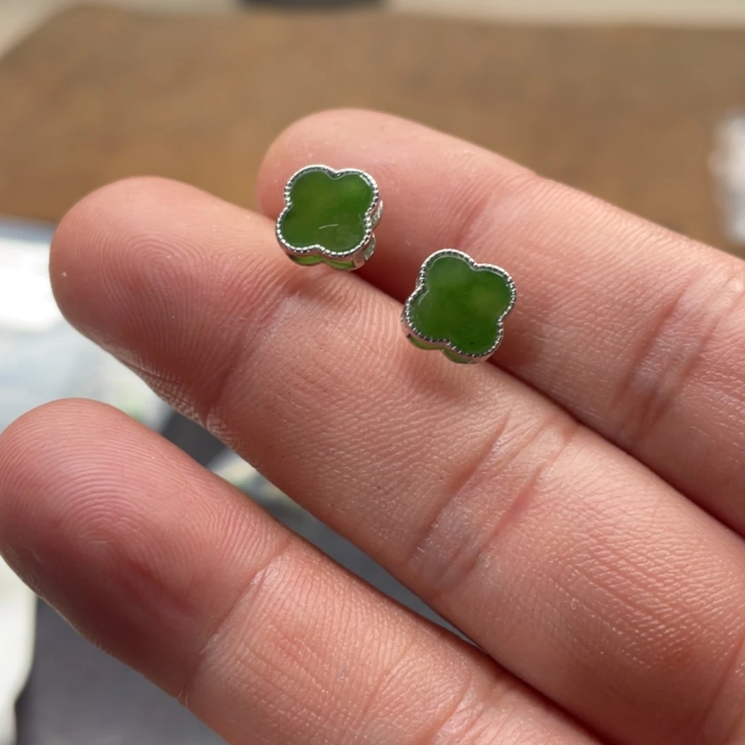 【闪购商品】和田玉耳饰银S925镶嵌