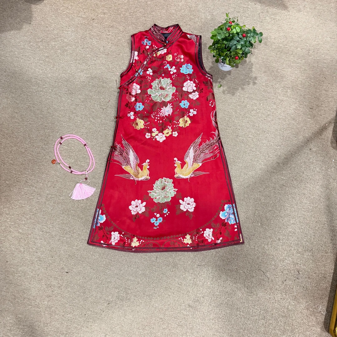 【古董面料-长袍】古香缎双包边无袖长袍（听主播报号，不要看图片）