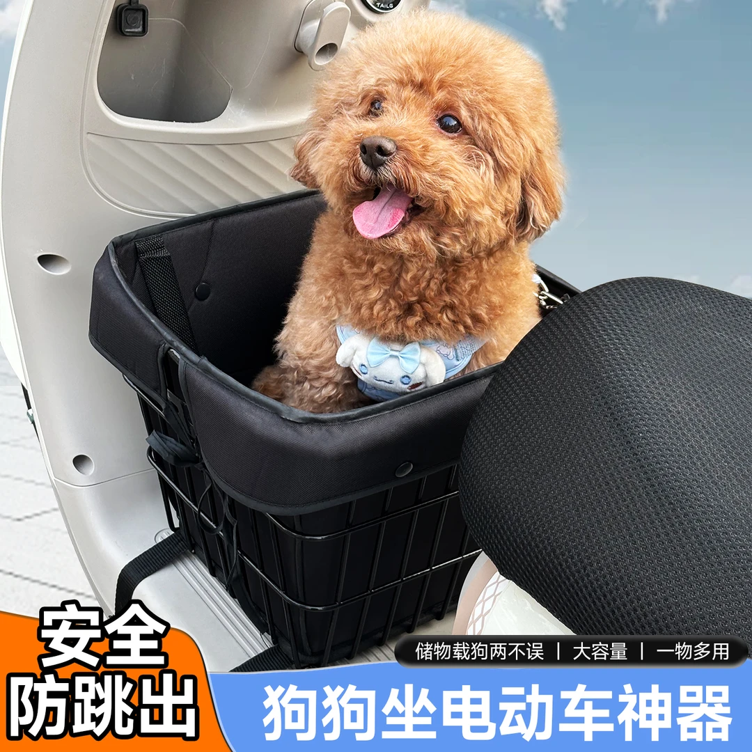电瓶电动车狗狗座椅带狗狗车筐神器宠物筐头盔收纳前置物箱储物箱