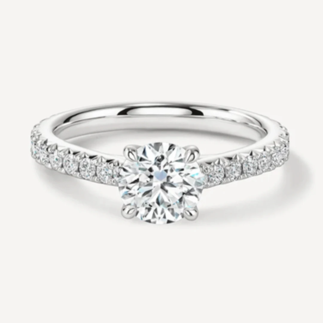 实验室培育钻石18K金四爪轻奢风培育钻石戒指经典简约精致闪耀