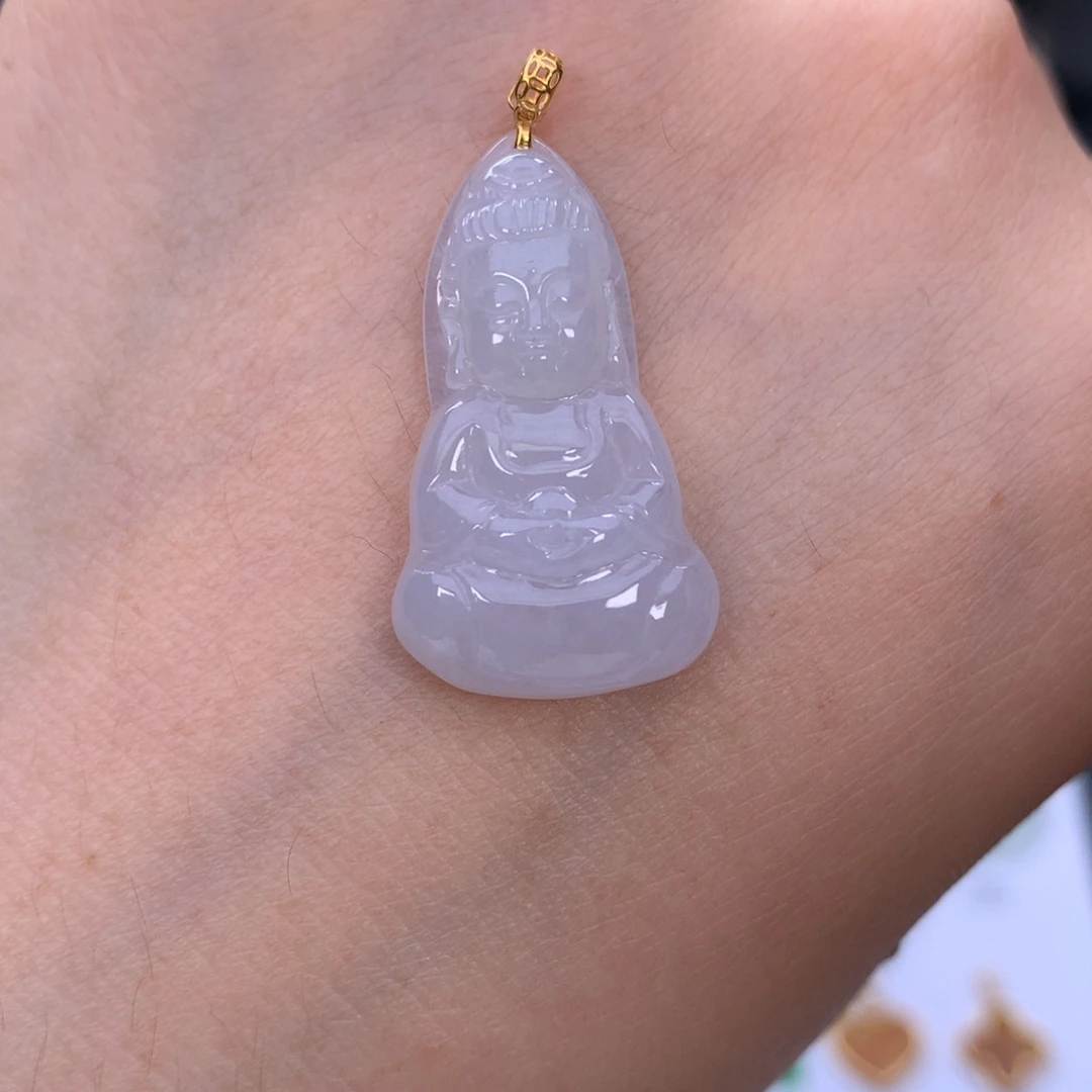 翡翠18K金镶嵌挂件48小时鉴赏期 退货不扣服务费