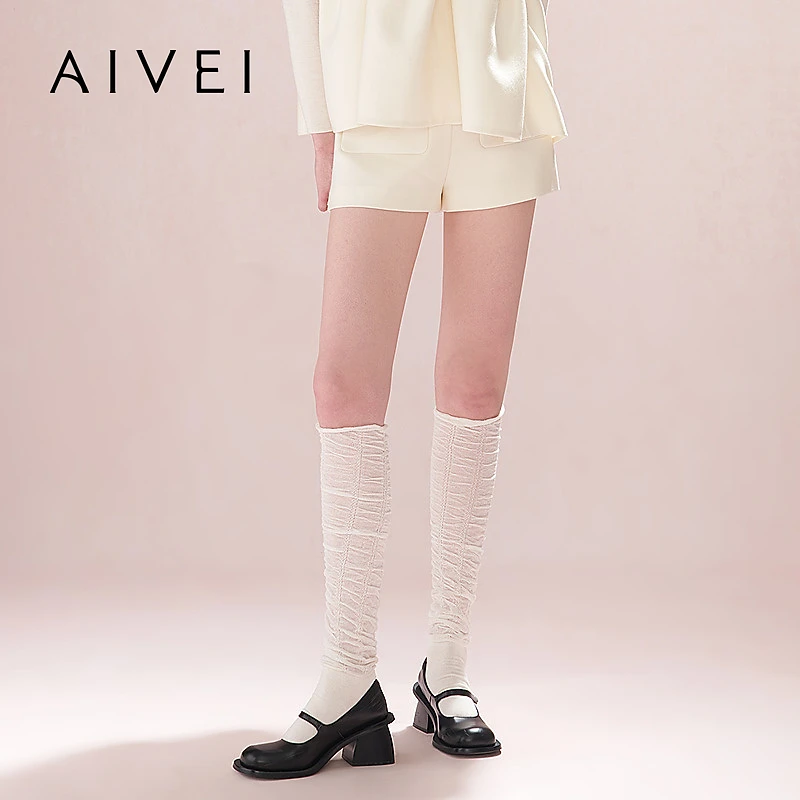 AIVEI奶系减龄气质通勤高腰白色短裤女R750137D
