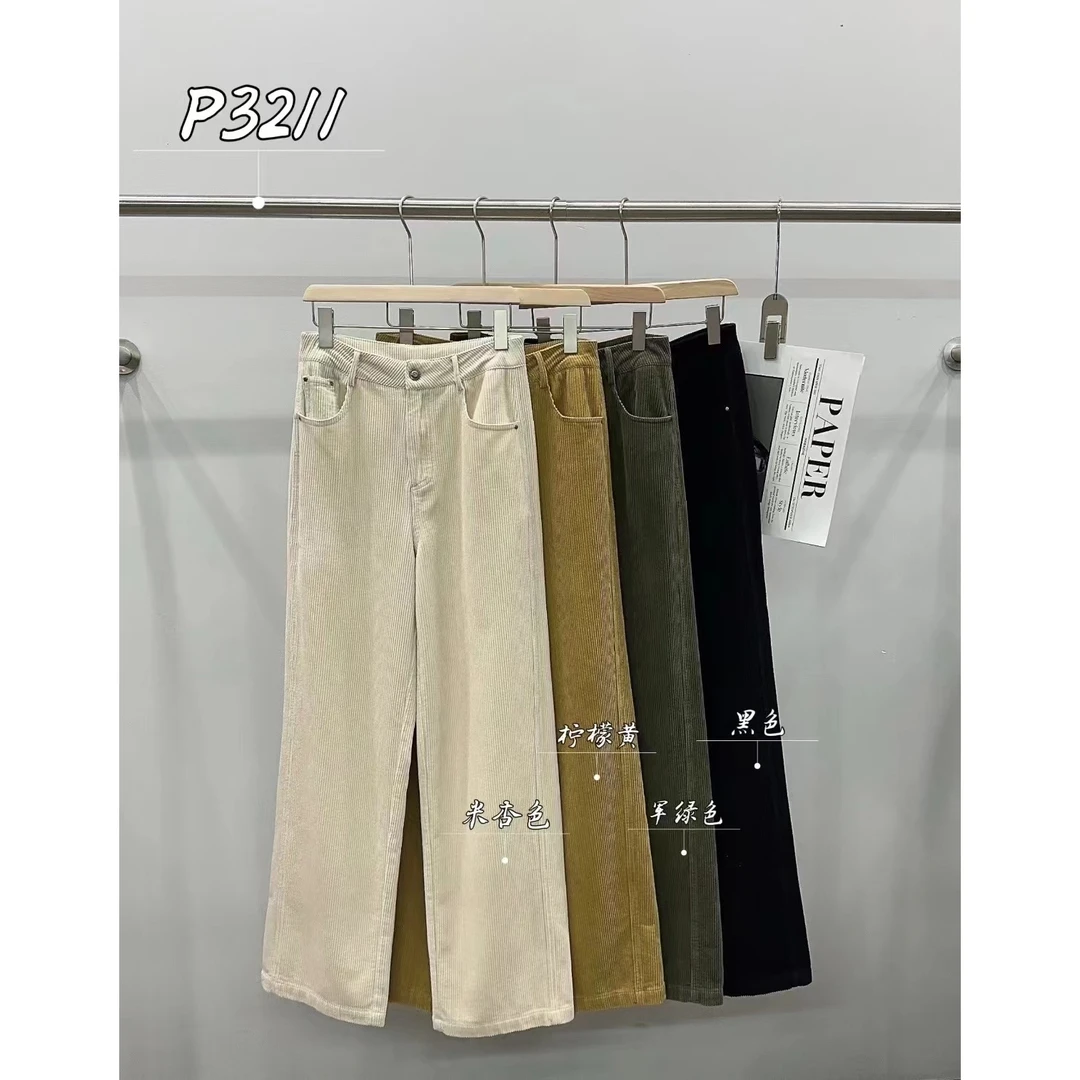 鑫燃KIKI 百搭纯色简约饼干条绒裤 P3211 PPT