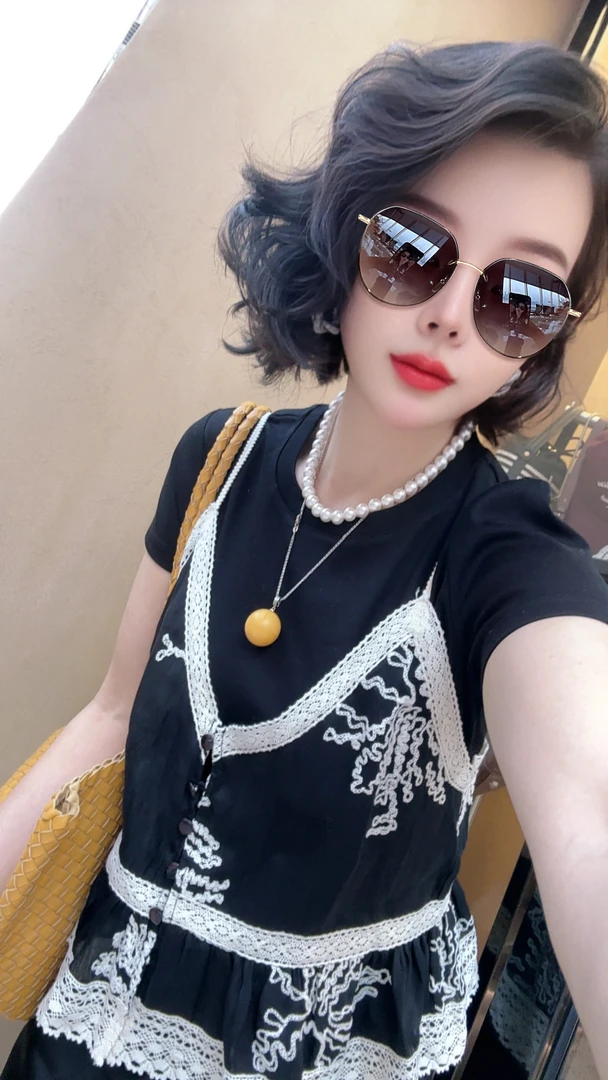 【小韩家】欧货2025夏假两件拼接吊带圆领短袖T恤