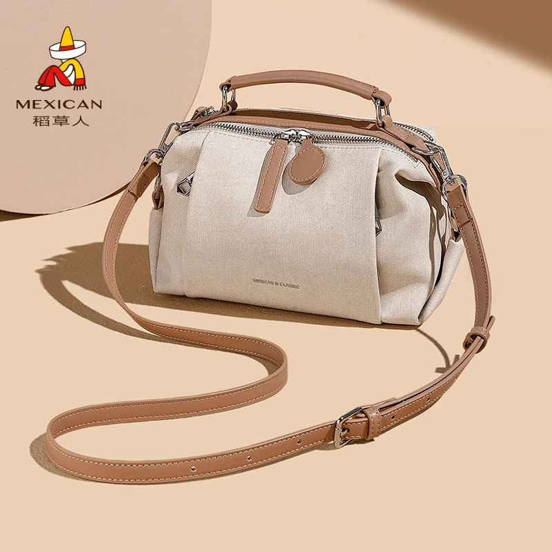 稻草人包包2025新款秋季单肩斜挎包大容量波士顿包时尚通勤枕头包