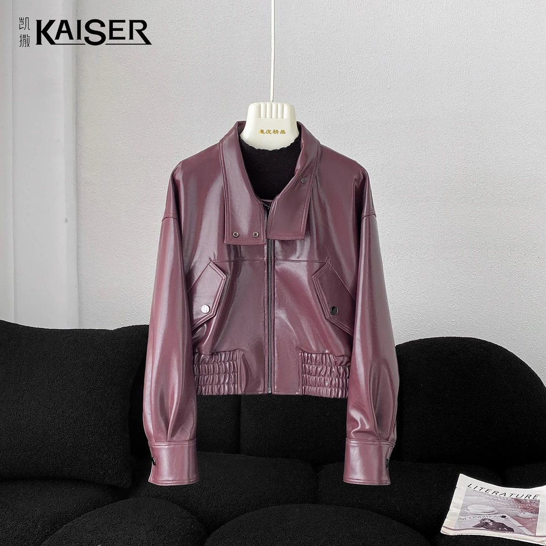 KAISER/凯撒4P3075-1春季新款时尚简约百搭潮流个性短款皮衣外套