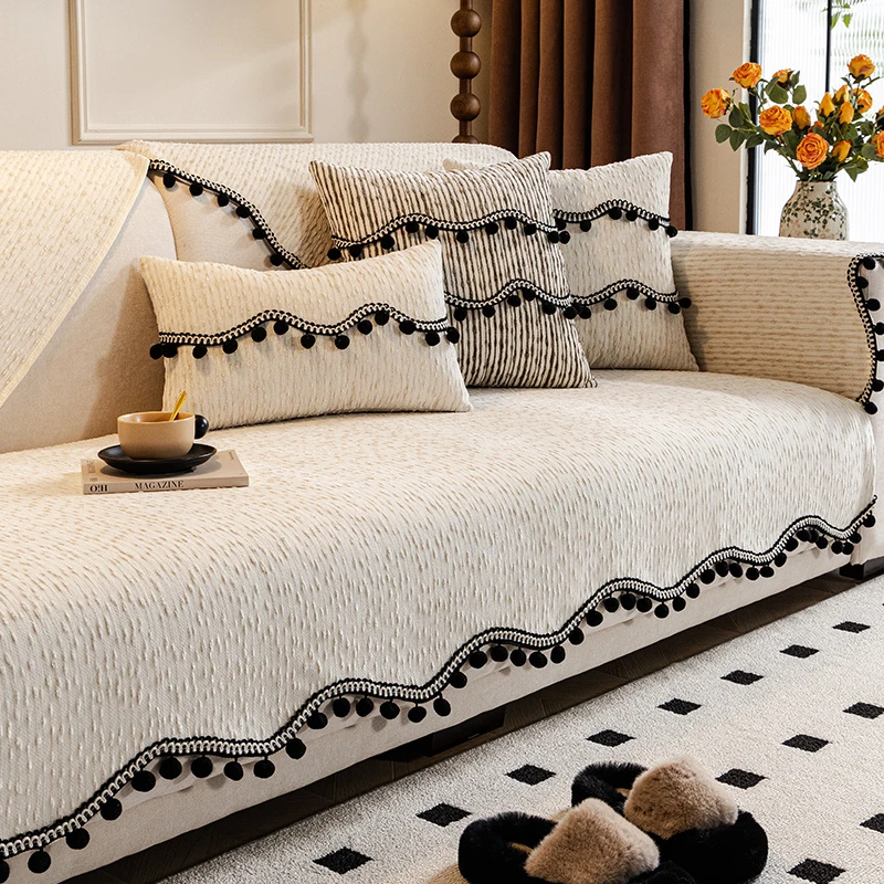 沙发垫四季通用简约现代防滑法式坐垫子轻奢风皮雪尼尔沙发套罩巾