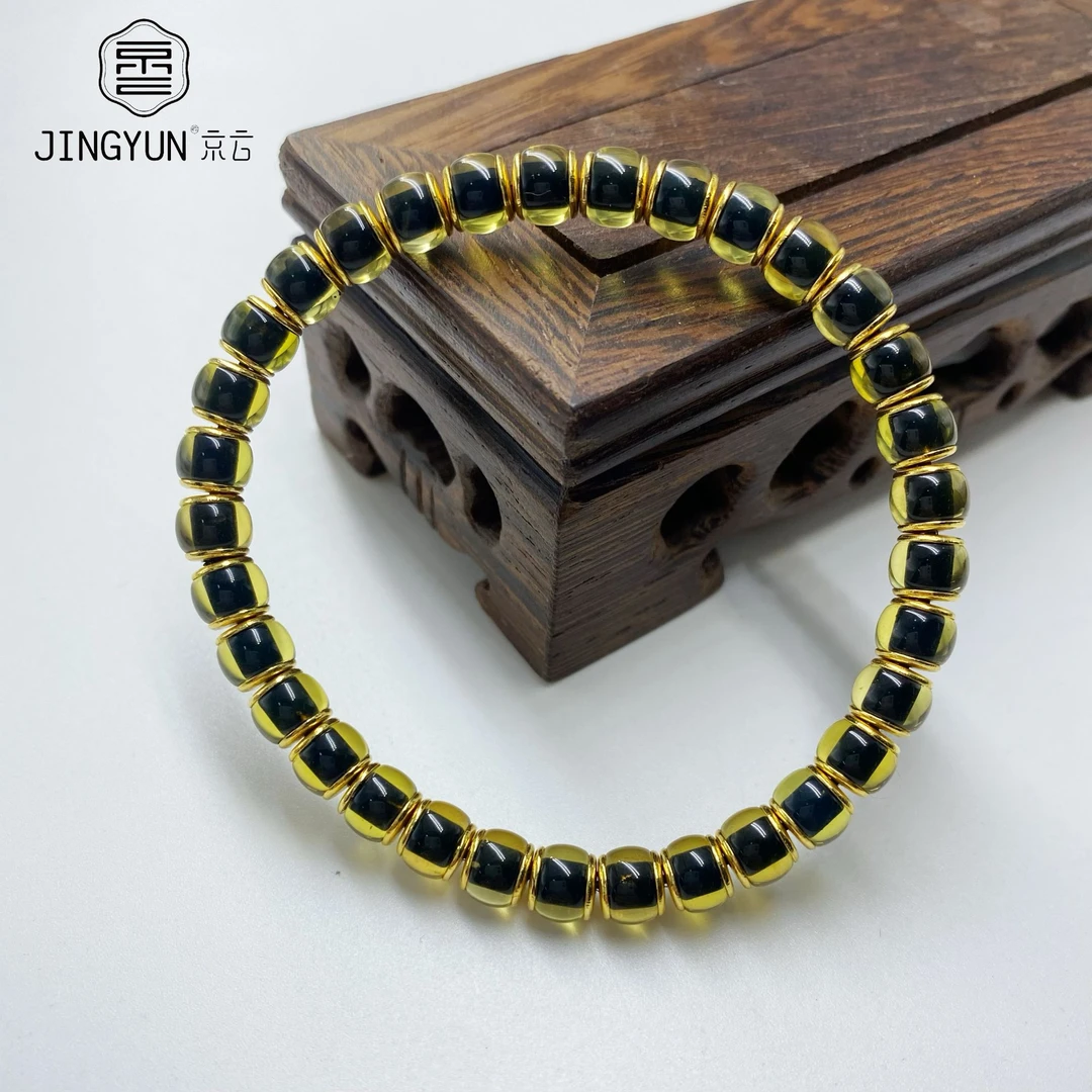 多米尼加蓝珀手串手链男女款手工时尚百搭复古老型单圈玉手串