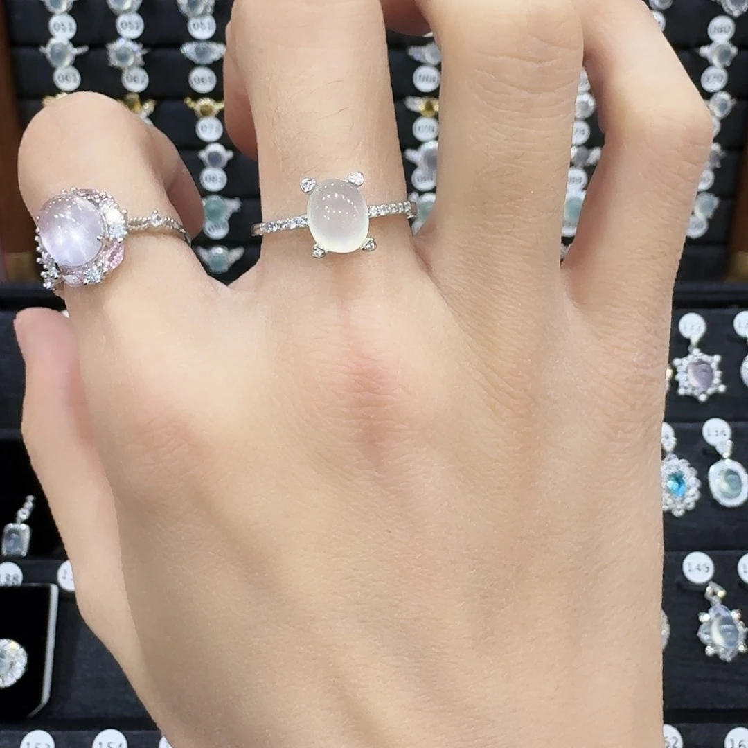 蛇纹石玉戒指银S925镶嵌?*