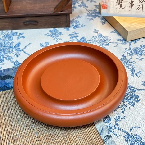 潮州朱泥壶承章林浩同款壶垫纯手工紫砂壶托盖置茶器干泡盘厚重