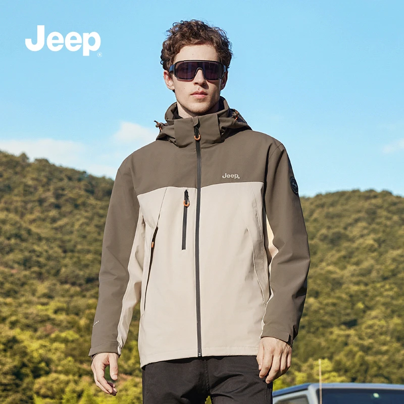 JEEP/吉普【三合一冲锋衣】秋冬季抓绒户外登山防风防水休闲锋外套