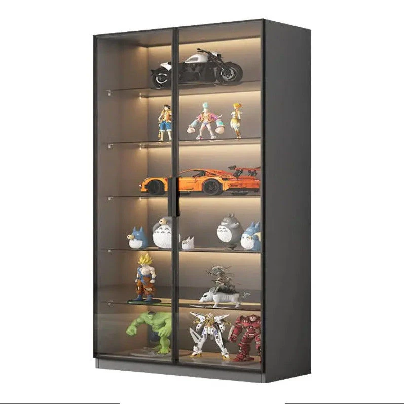 手办柜玻璃透明展示柜玩具多层陈列柜靠墙盲盒柜模型收纳柜书柜