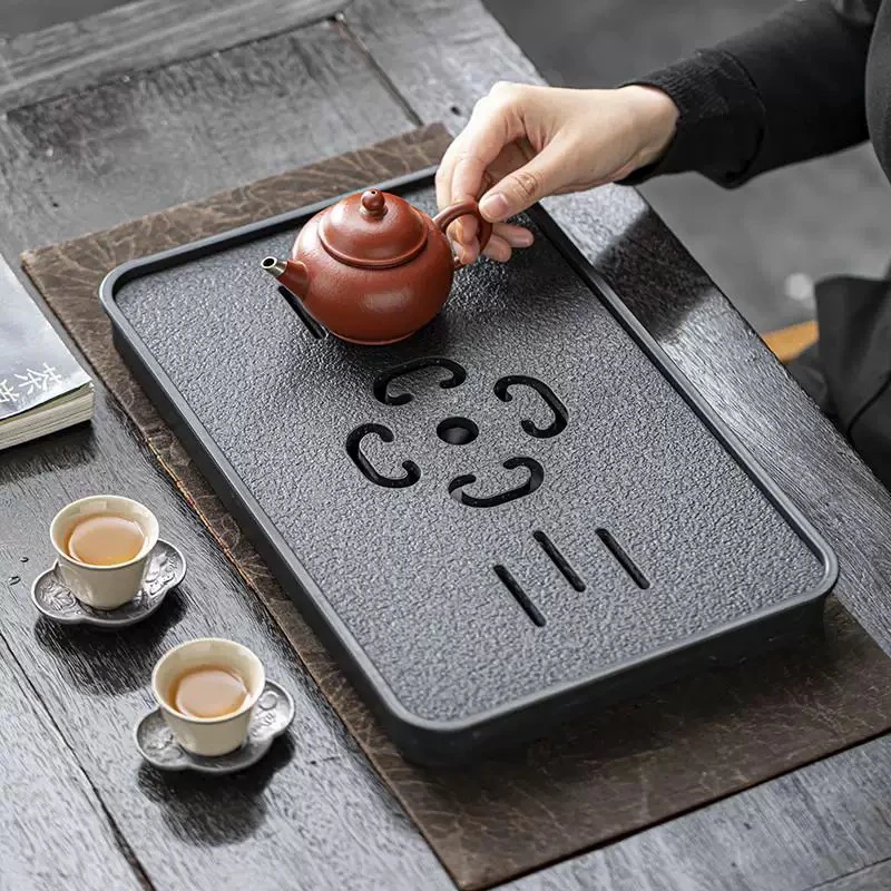 43*26仿乌金石梅花储水排水两用茶盘