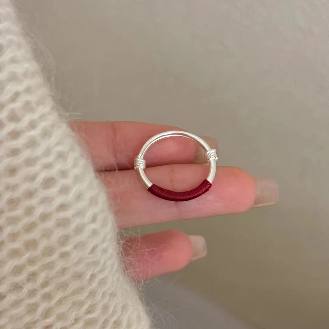 红线姻缘手工红绳编织戒指送闺蜜女友情侣对戒礼物指环