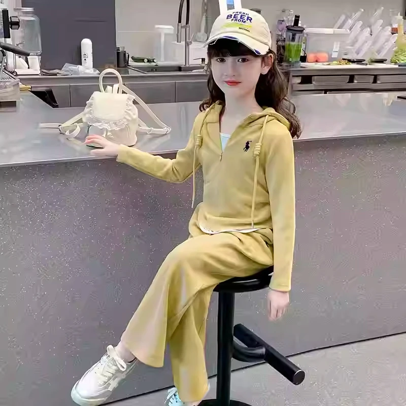 秋季新款儿童服装洋气外套中大童宽松休闲裤两件套女童春秋套装潮