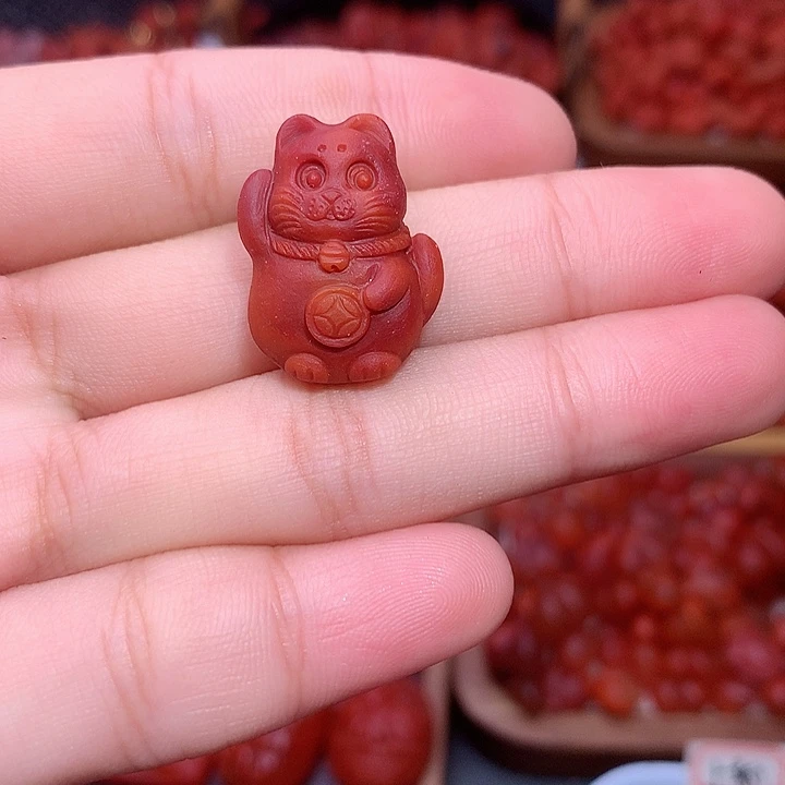 风***光南红玛瑙未镶嵌南红招财猫