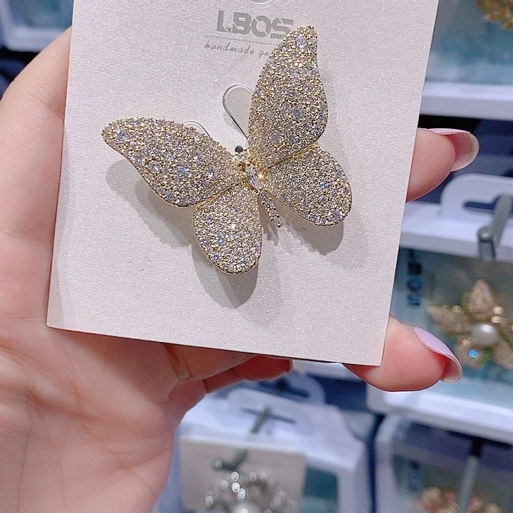 锆石铜合金蝴蝶胸针