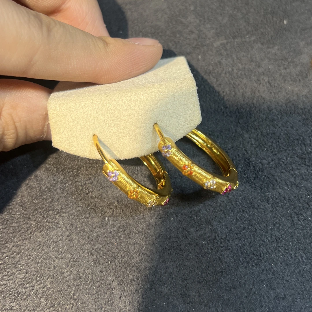 铜合金仿水晶耳饰 Dlzea 时尚新款彩色钻耳钉