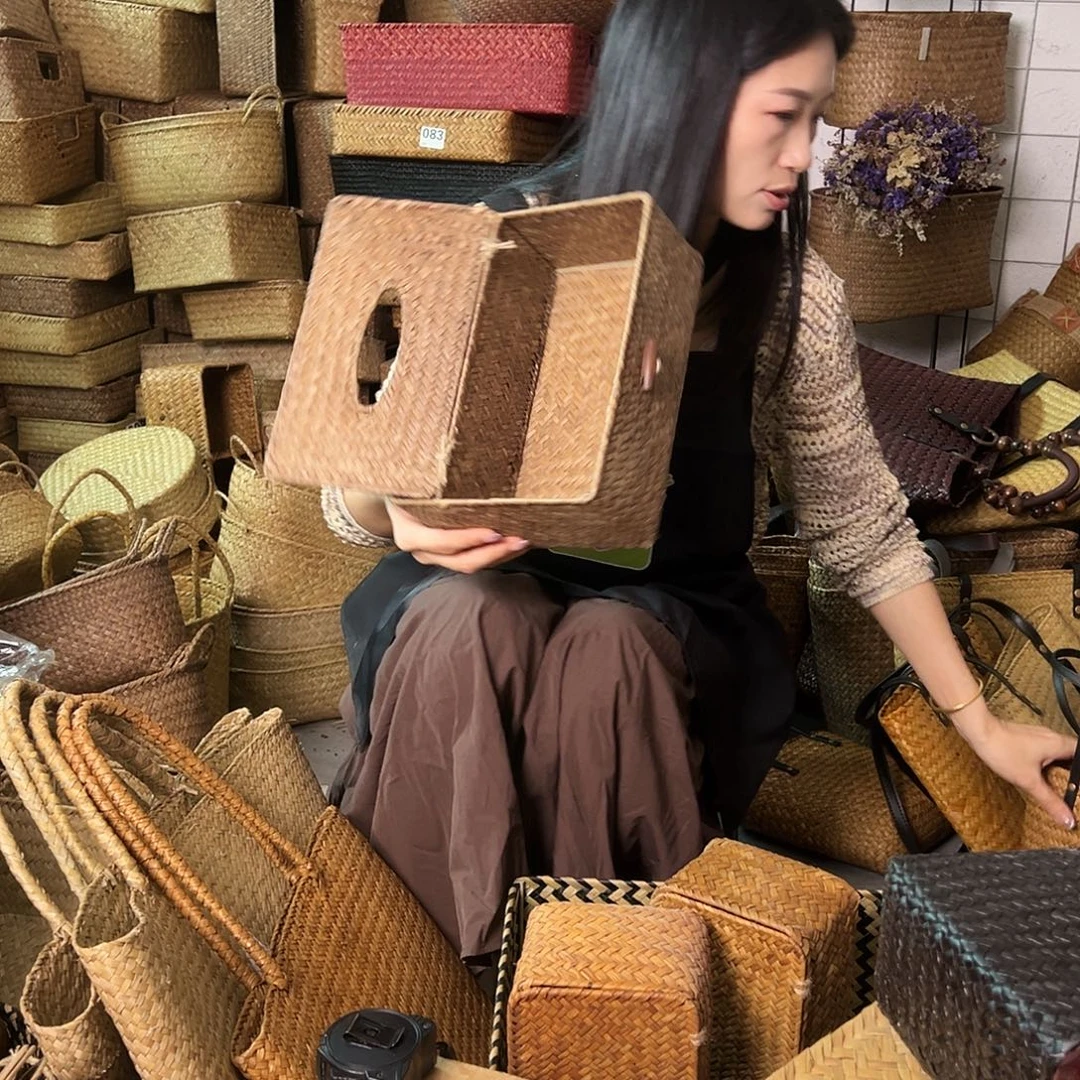 *****编织带草编包/草编收纳盒微瑕疵