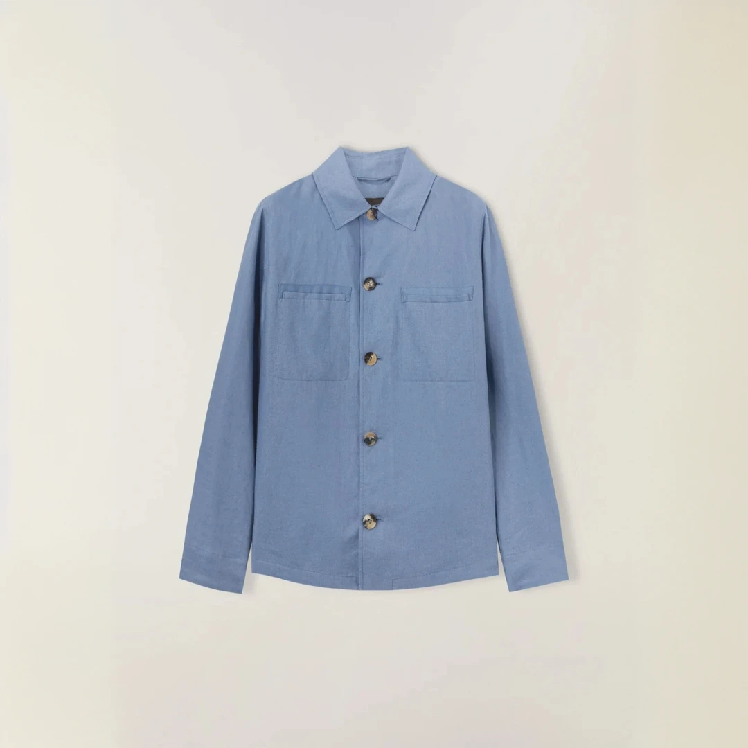 L*P高奢老钱风棉麻混纺衬衣款春季休闲百搭翻领男士外套8822