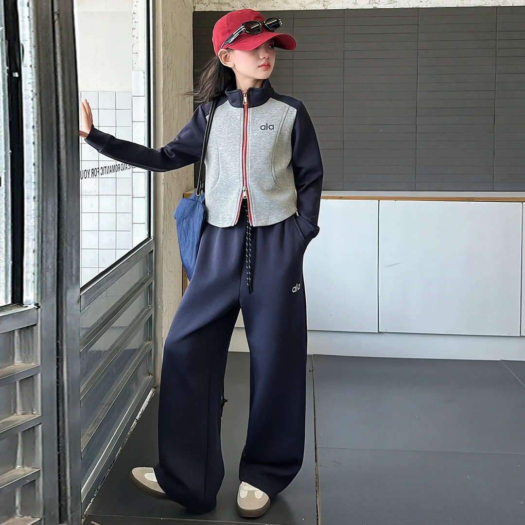 女童秋装套装2025新款休闲运动服儿童装春秋款卫衣外套阔腿裤大童