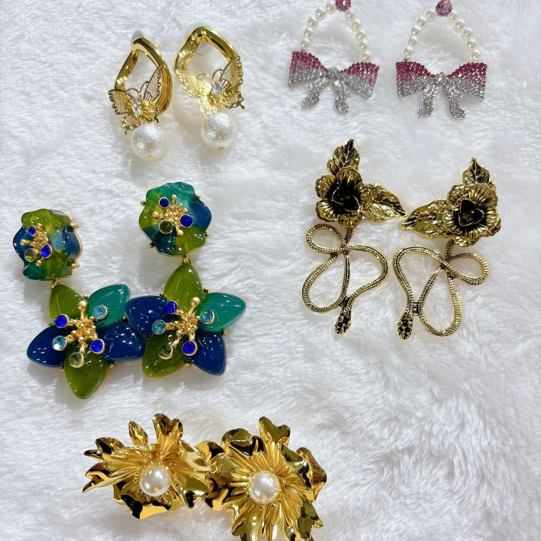 合金耳饰 合金时尚轻奢复古精美可爱甜美耳环5件飞/偏远39飞